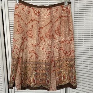 Worthington A-Line Skirt in Red and Cream Paisley